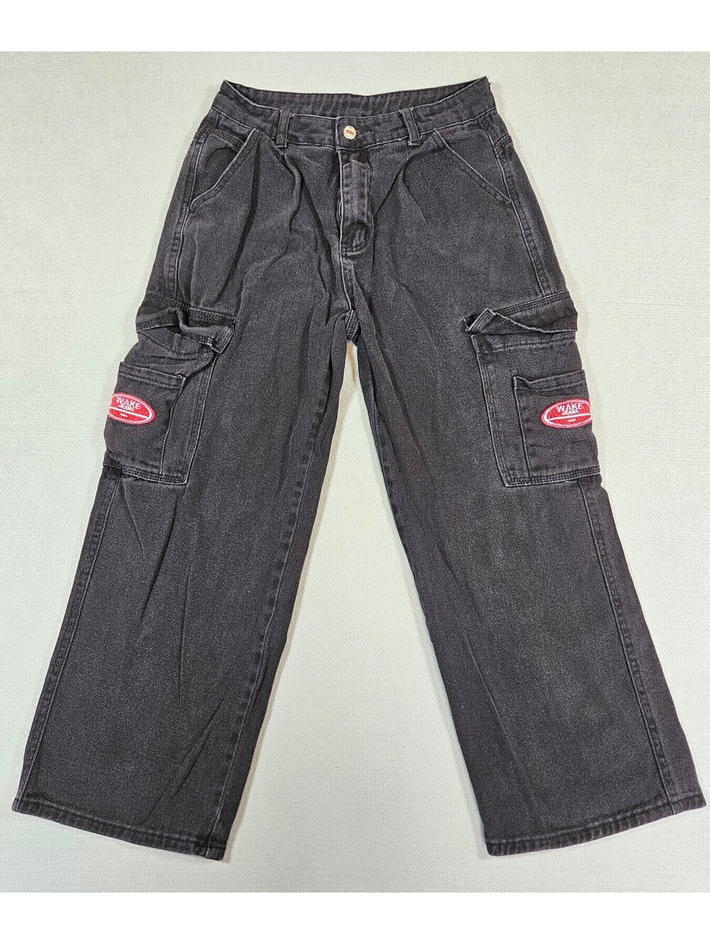 Y2K Black Alt Gorpcore Cargo Jeans Straight Leg Pants S